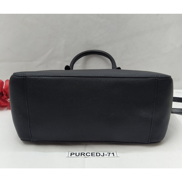 Michael Kors Jet Set Black Leather Double Handles Zipper Satchel Bag - Picture 8 of 16